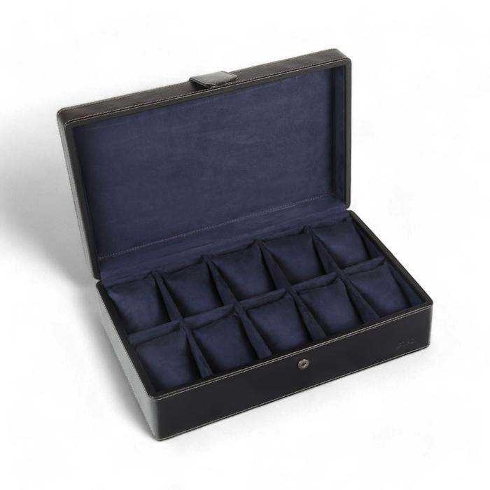 ELAN 10-Watch Case – Vegan Leather Travel Watch Organizer (Black)