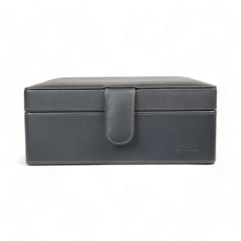 ELAN 6-Watch Leather Case – Compact Luxury Organizer for Watches (Blue)
