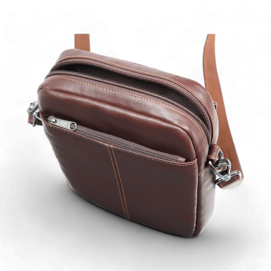 ELAN - Foam Shoulder Bag with Zip Closure - Brown