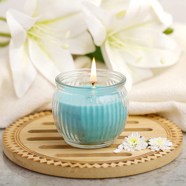 IRIS Ribbed Jar Candle – Cool Blue