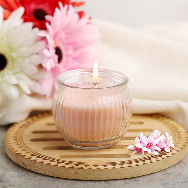 IRIS Ribbed Jar Scented Candle – Peach Pomegranate