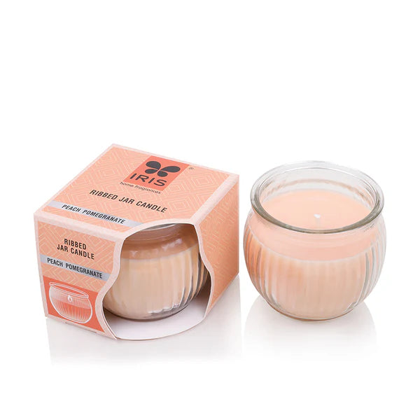 IRIS Ribbed Jar Scented Candle – Peach Pomegranate