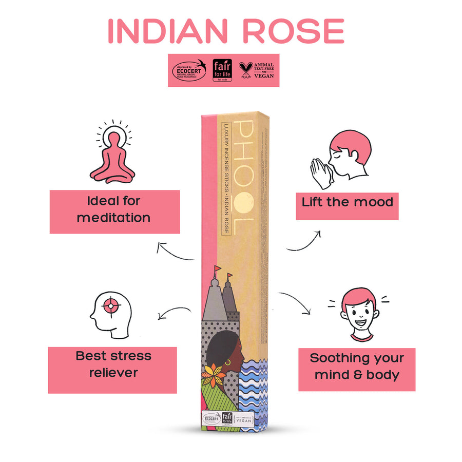 PHOOL - Natural Incense Sticks - Indian Rose