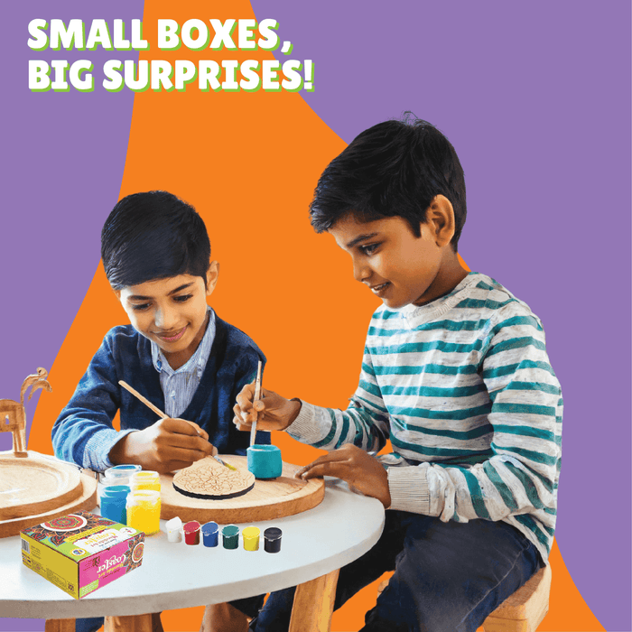 Kalakaram MINI DIY Wooden Coaster Painting Kit for Kids
