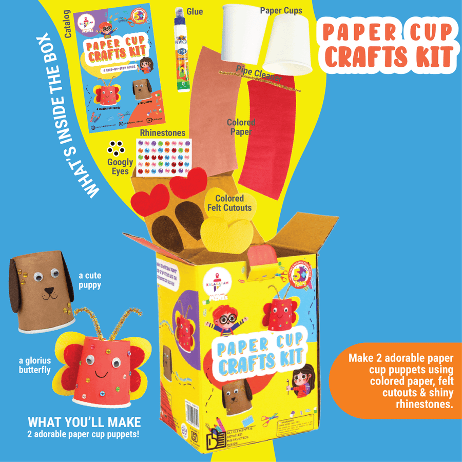 Kalakaram Mini Paper Cup Craft Kit | DIY Creative Activity Set for Kids