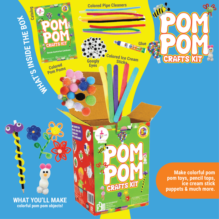 Kalakaram - Mini Pom Pom Craft Kit | DIY Fun & Fuzzy Art Set