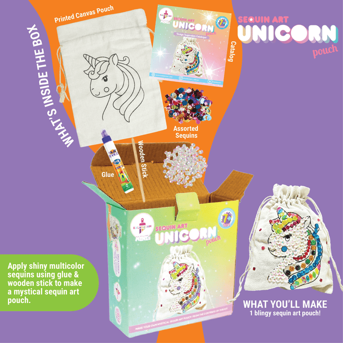 Kalakaram Mini Unicorn Sequin Art Kit | DIY Sparkle Pouch
