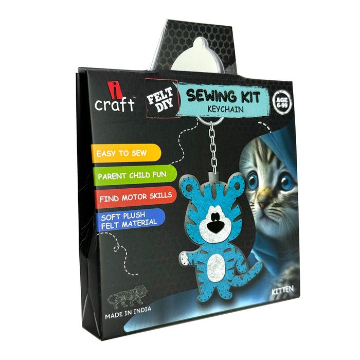 iCraft DIY Felt Keychain – Blue Kitten