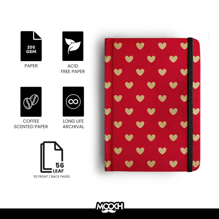 MOOCH – Little Hearts A6 Plain Diary | Indian Khaki | 120 GSM
