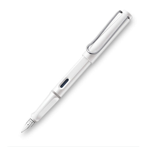 Lamy Safari 019 Fountain Pen Medium White With Chrome Plated Clip