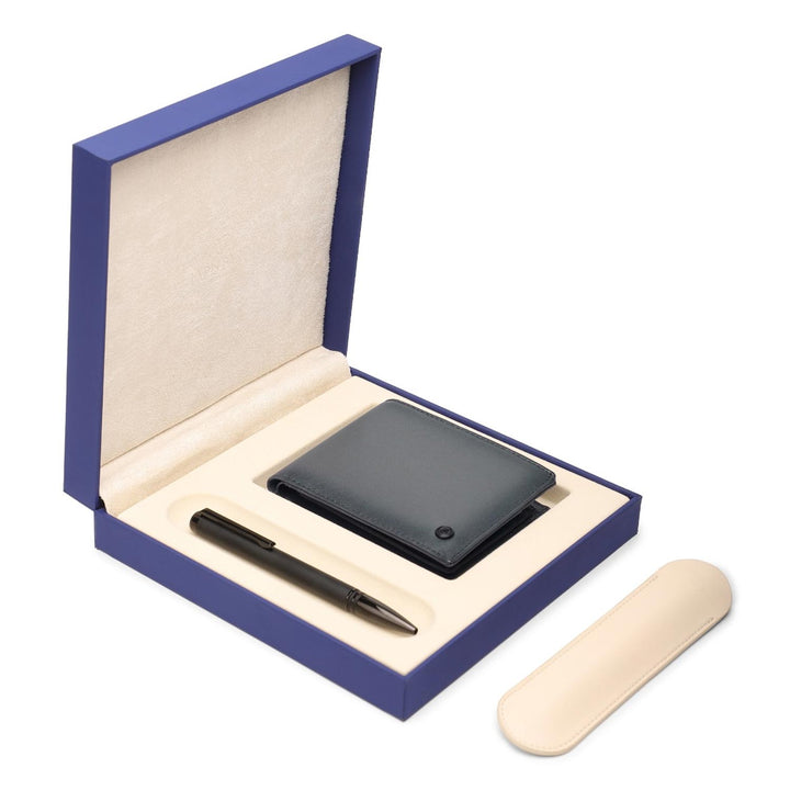 Lapis Bard Gift Set – Torque Matte Black Ball Pen with Ducorium Graphite Wallet