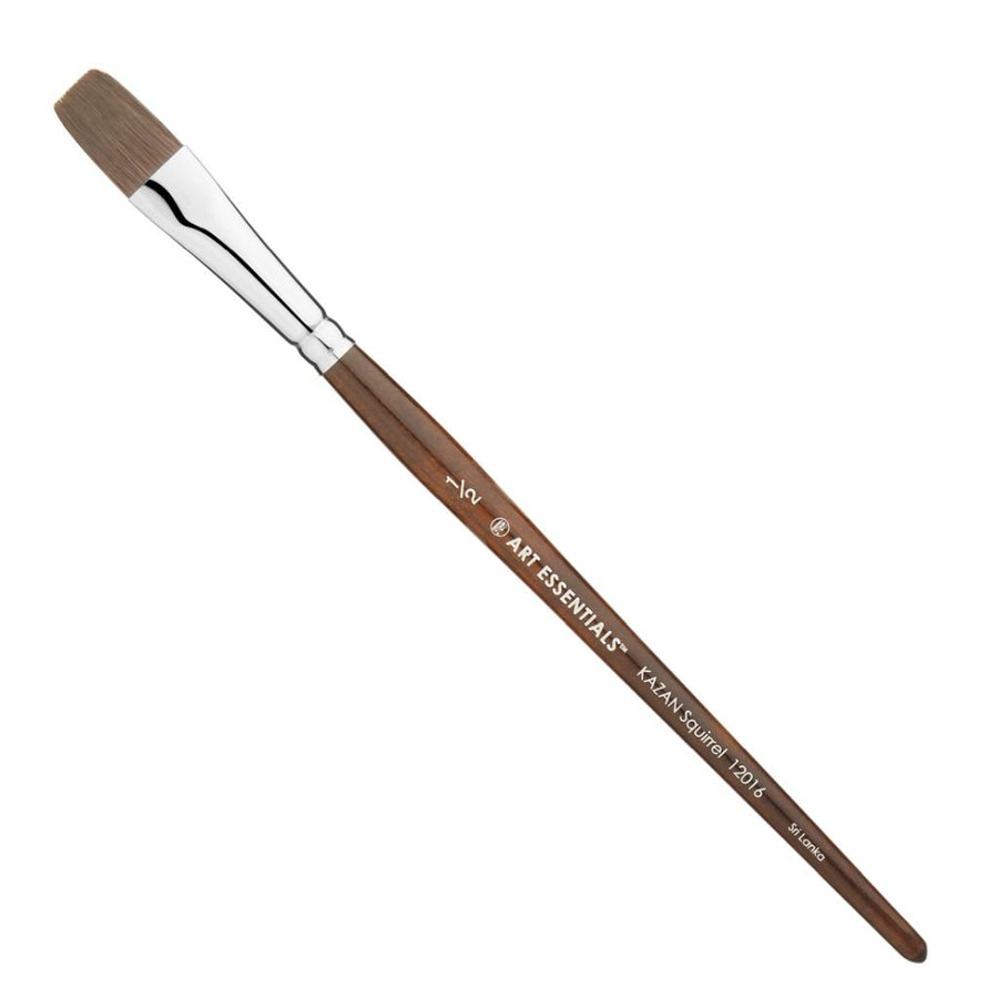 Art Essentials - Kazan Synthetic Squirrel Brush - 12016 Series - Flat - Short Handle - Size 1/2