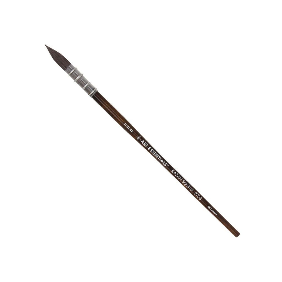 Art Essentials - Kazan Synthetic Squirrel Brush - 2703 Series - Quill Mounted Mop - Short Handle - Size 000