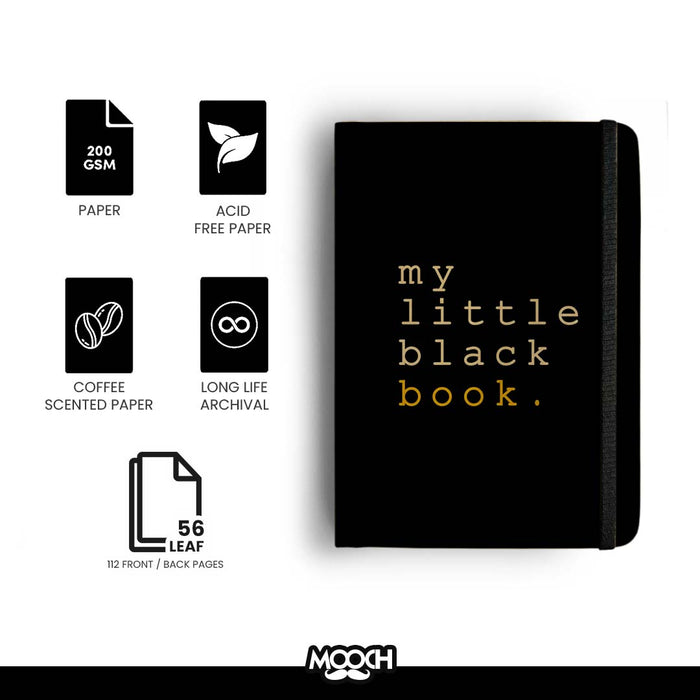 MOOCH – "My Little Black Book" A6 Plain Diary