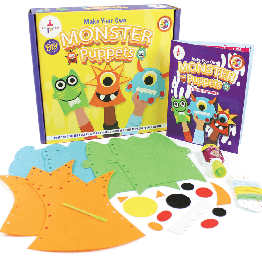 Kalakaram Monster Puppets Kit | DIY Felt Craft Set