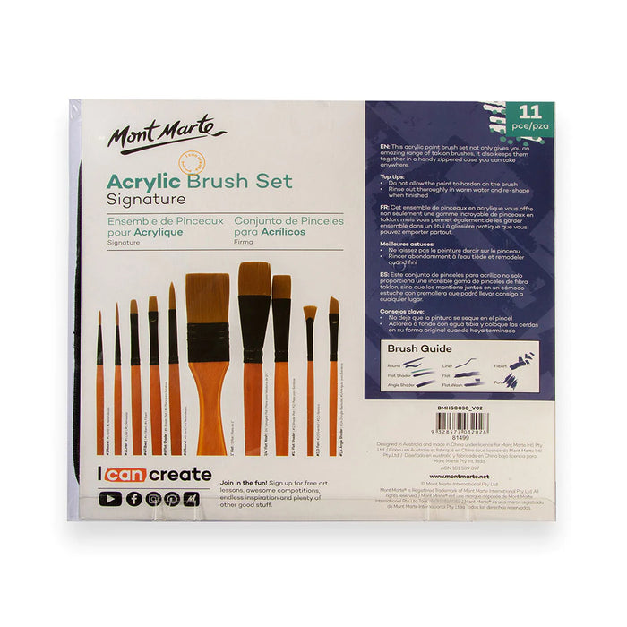 Mont Marte - Acrylic Brush Signature Set Of 11