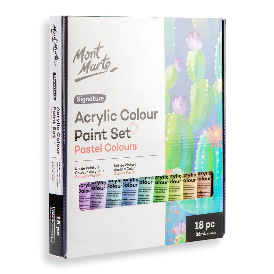 Mont Marte - Acrylic Colour Pastel Signature Paint Set 18 (36ml)