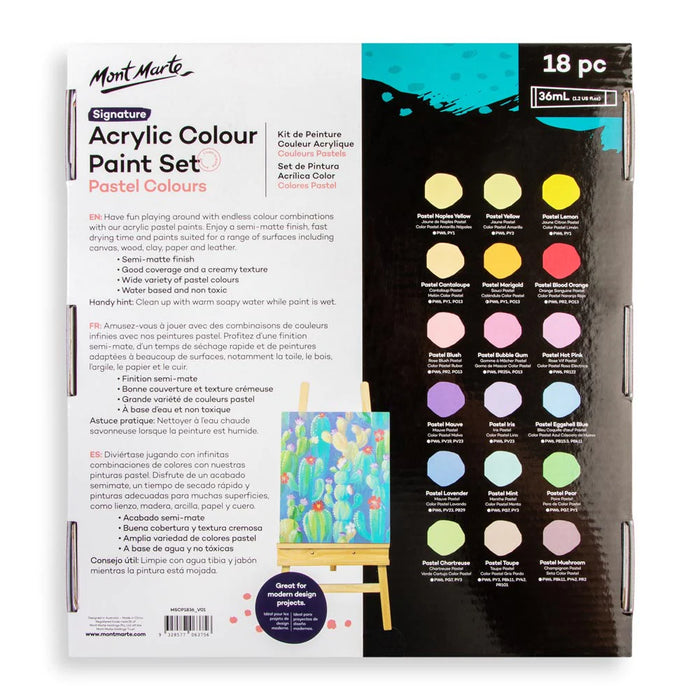 Mont Marte - Acrylic Colour Pastel Signature Paint Set 18 (36ml)