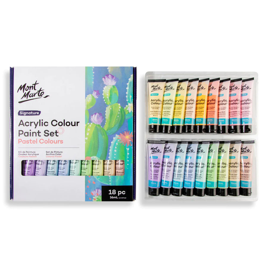 Mont Marte - Acrylic Colour Pastel Signature Paint Set 18 (36ml)