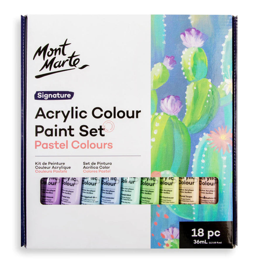 Mont Marte - Acrylic Colour Pastel Signature Paint Set 18 (36ml)