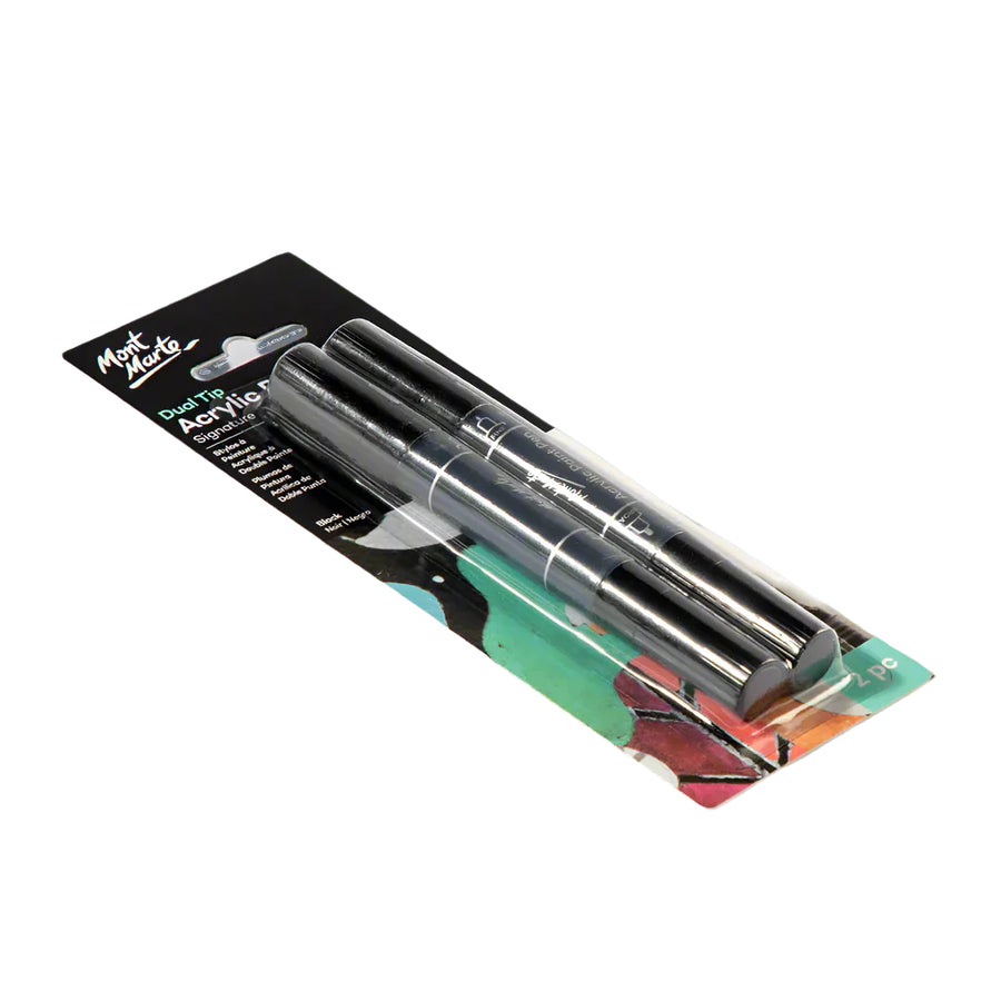 Mont Marte - Dual Tip Acrylic Paint Pens Set - 2 Pieces (Black)