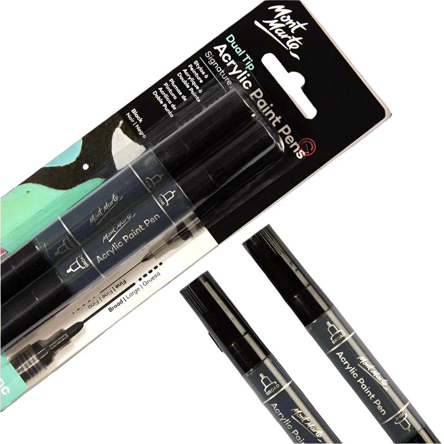 Mont Marte - Dual Tip Acrylic Paint Pens Set - 2 Pieces (Black)