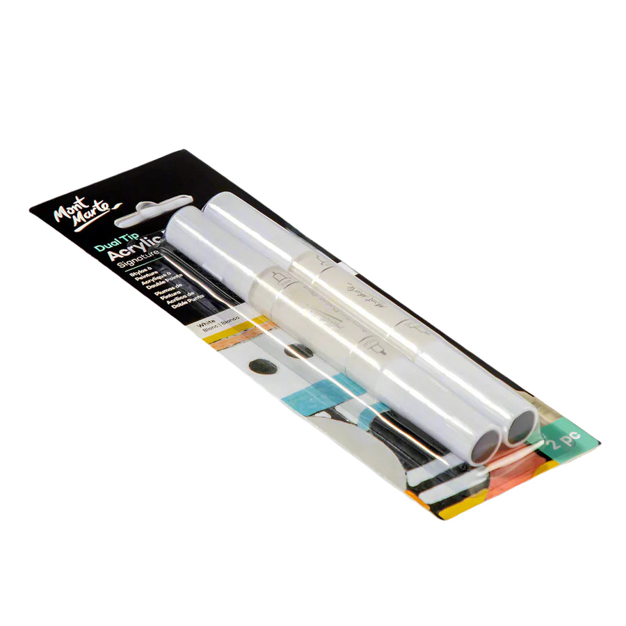 Mont Marte - Dual Tip Acrylic Paint Pens Set - 2 Pieces (White)
