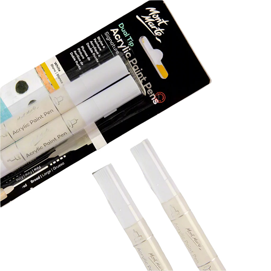 Mont Marte - Dual Tip Acrylic Paint Pens Set - 2 Pieces (White)