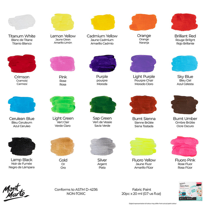 Mont Marte Fabric Paint – Signature 20pc x 20ml