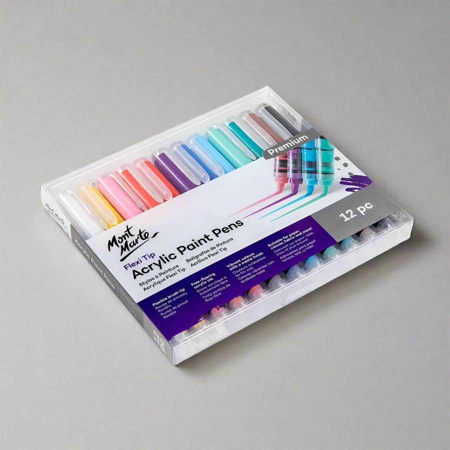 Mont Marte Flexi Tip Acrylic Paint Pens Premium Set Of 12