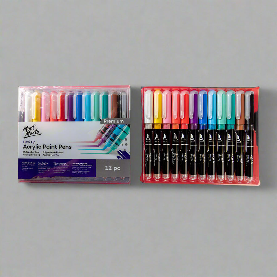 Mont Marte Flexi Tip Acrylic Paint Pens Premium Set Of 12