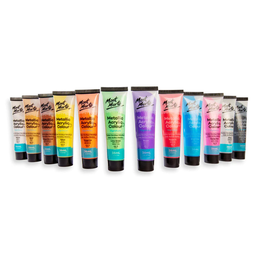 Mont Marte - Metallic Acrylic Colour Paint Set Signature 12pc x 36ml