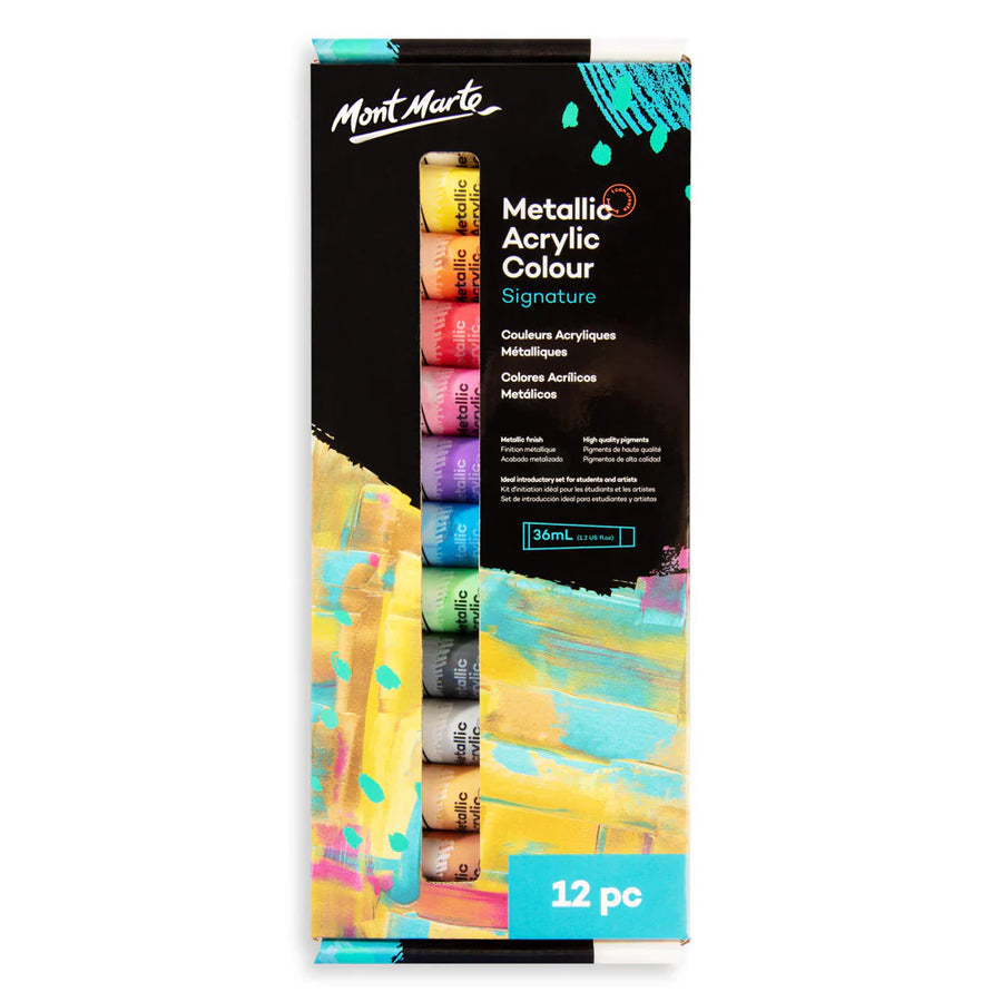 Mont Marte - Metallic Acrylic Colour Paint Set Signature 12pc x 36ml