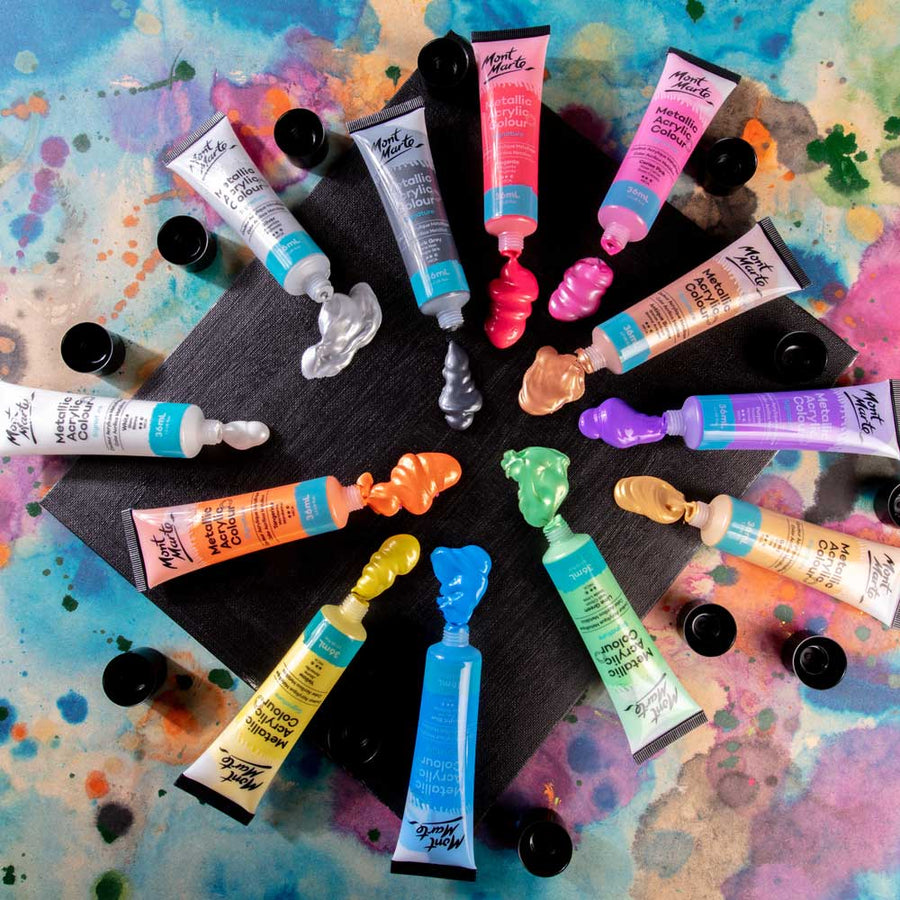 Mont Marte - Metallic Acrylic Colour Paint Set Signature 12pc x 36ml