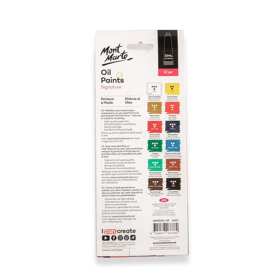 Mont Marte - Oil Paints Signature Set Of 12( 12ml )