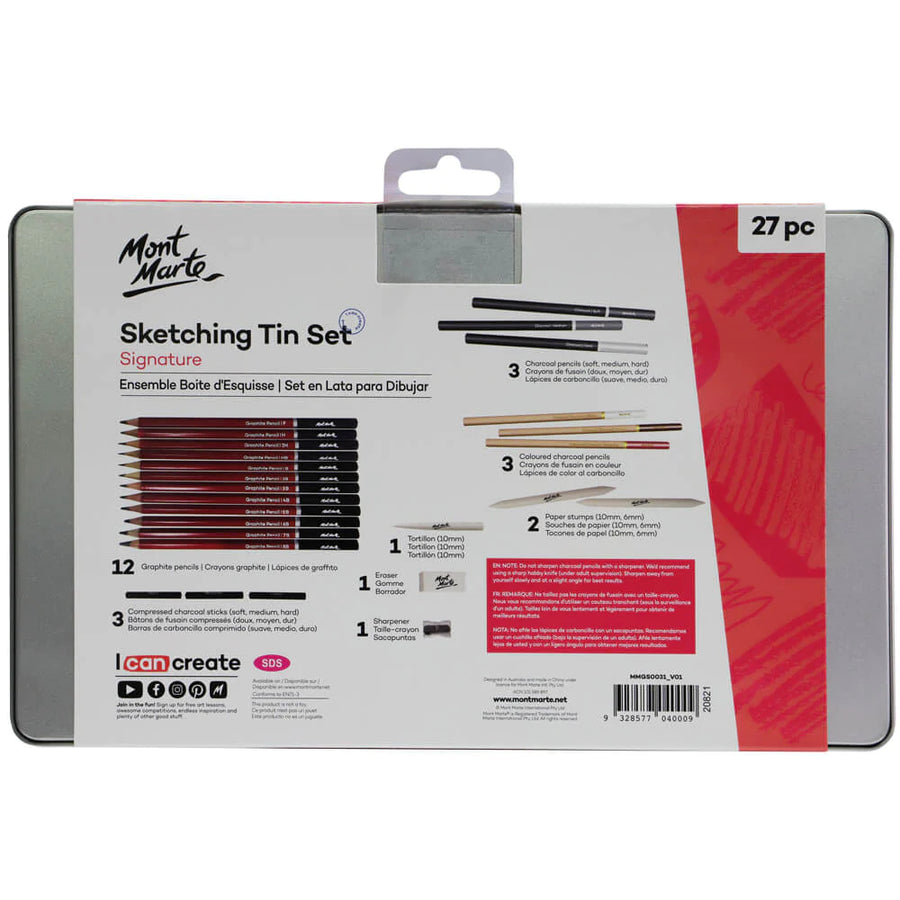 Mont Marte - Sketching Tin Set Signature  Set Of 27