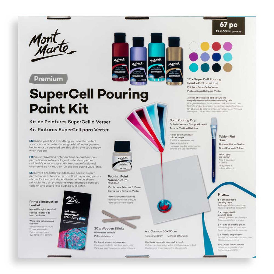 Mont Marte SuperCell Pouring Paint Kit Premium 67pc