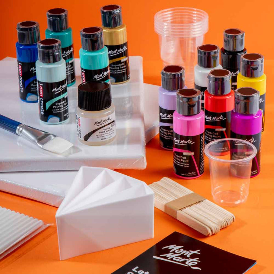 Mont Marte SuperCell Pouring Paint Kit Premium 67pc