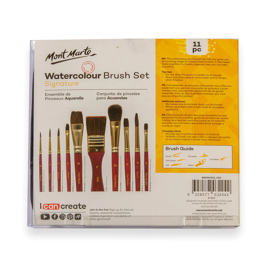 Mont Marte - Watercolour Brush Set Signature Set Of 11