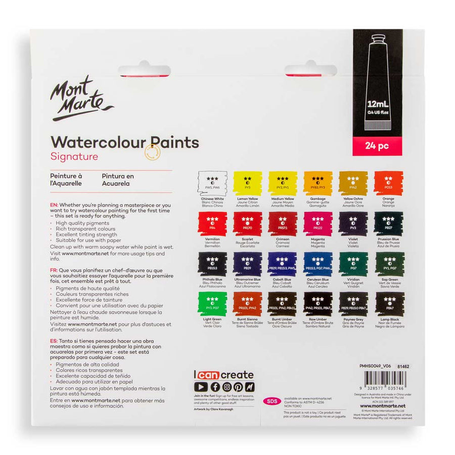 Mont Marte - Watercolour Paints Signature 24pc (12ml)