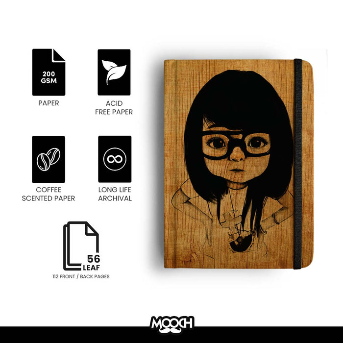 MOOCH – Nerd Girl A5 Plain Diary | Buff Cartridge Paper | 120 GSM