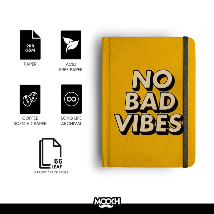 MOOCH – No Bad Vibes A5 Plain Diary | Buff Cartridge Paper | 120 GSM