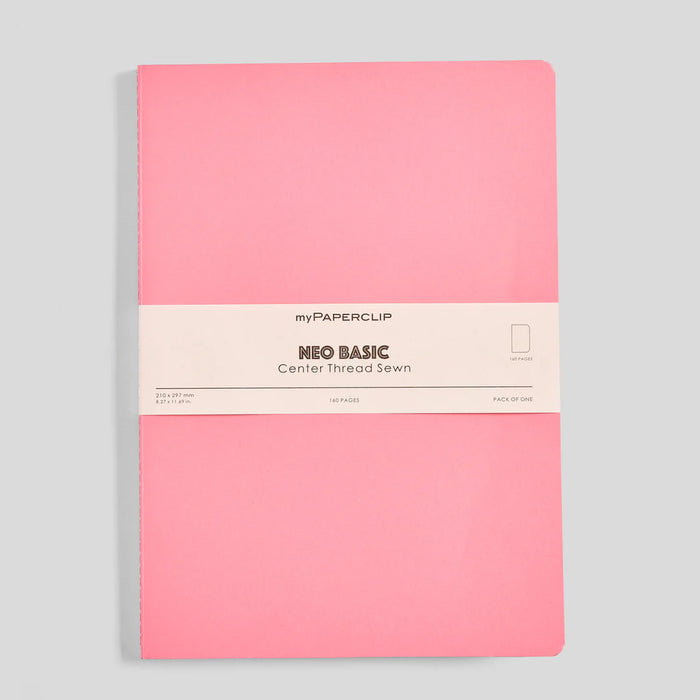 myPAPERCLIP Centre Thread Sewn Notebook – A4 (Ruled, Pink, 160 Pages)