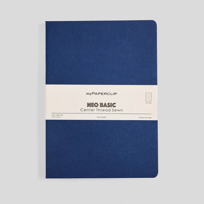 MYPAPERCLIP  Centre Thread Sewn Notebook – B5 | 160 Pages, Ruled | Blue Cover