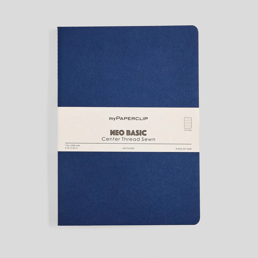MYPAPERCLIP  Centre Thread Sewn Notebook – B5 | 160 Pages, Ruled | Blue Cover