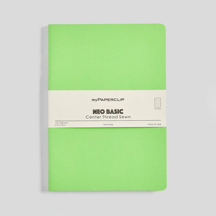 MYPAPERCLIP Centre Thread Sewn Notebook – B5 | 160 Ruled Pages | Green Cover
