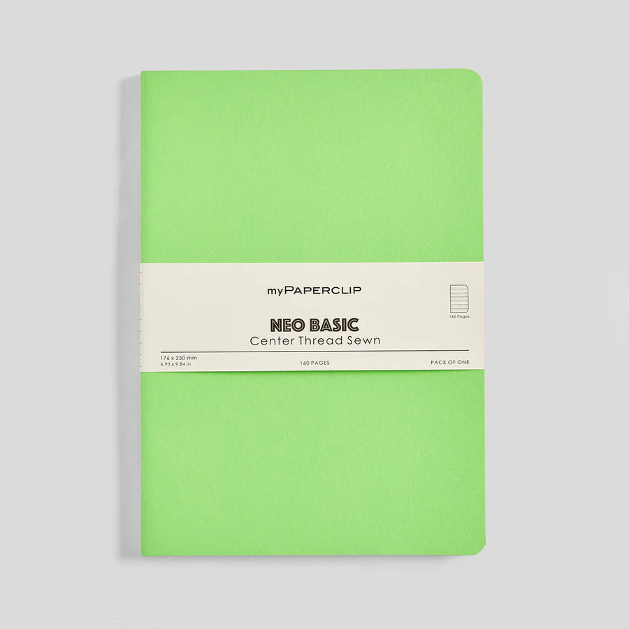MYPAPERCLIP Centre Thread Sewn Notebook – B5 | 160 Ruled Pages | Green Cover