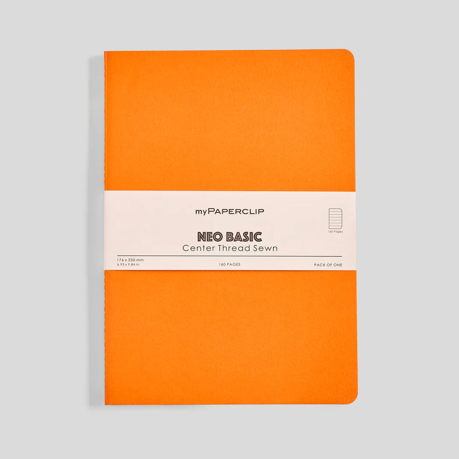 MYPAPERCLIP Centre Thread Sewn Notebook – B5 | 160 Ruled Pages | Orange Cover