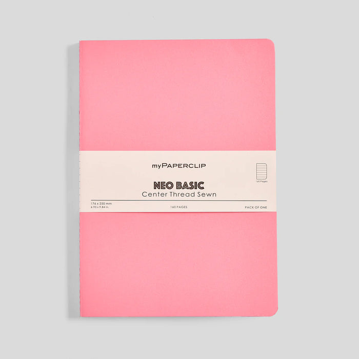 MYPAPERCLIP Centre Thread Sewn Notebook – B5 | 160 Ruled Pages | Pink Cover