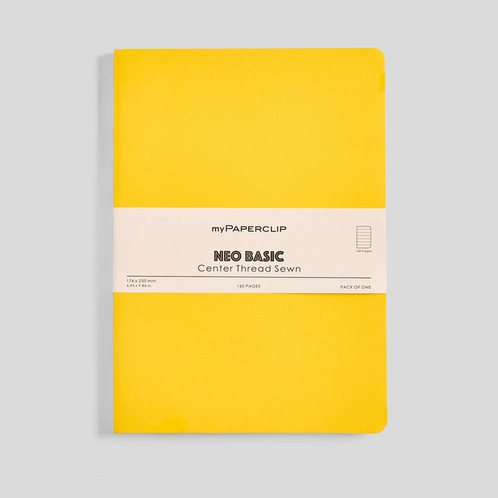 MYPAPERCLIP Centre Thread Sewn Notebook – B5 | 160 Ruled Pages | Yellow Cover